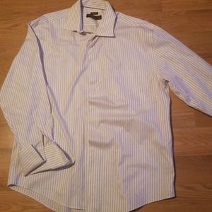🔥Pronto Uomo White & Gray Stripe Dress Shirt